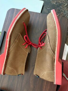 Veldskoen Brown Suede Flats with Red Sole and Laces-